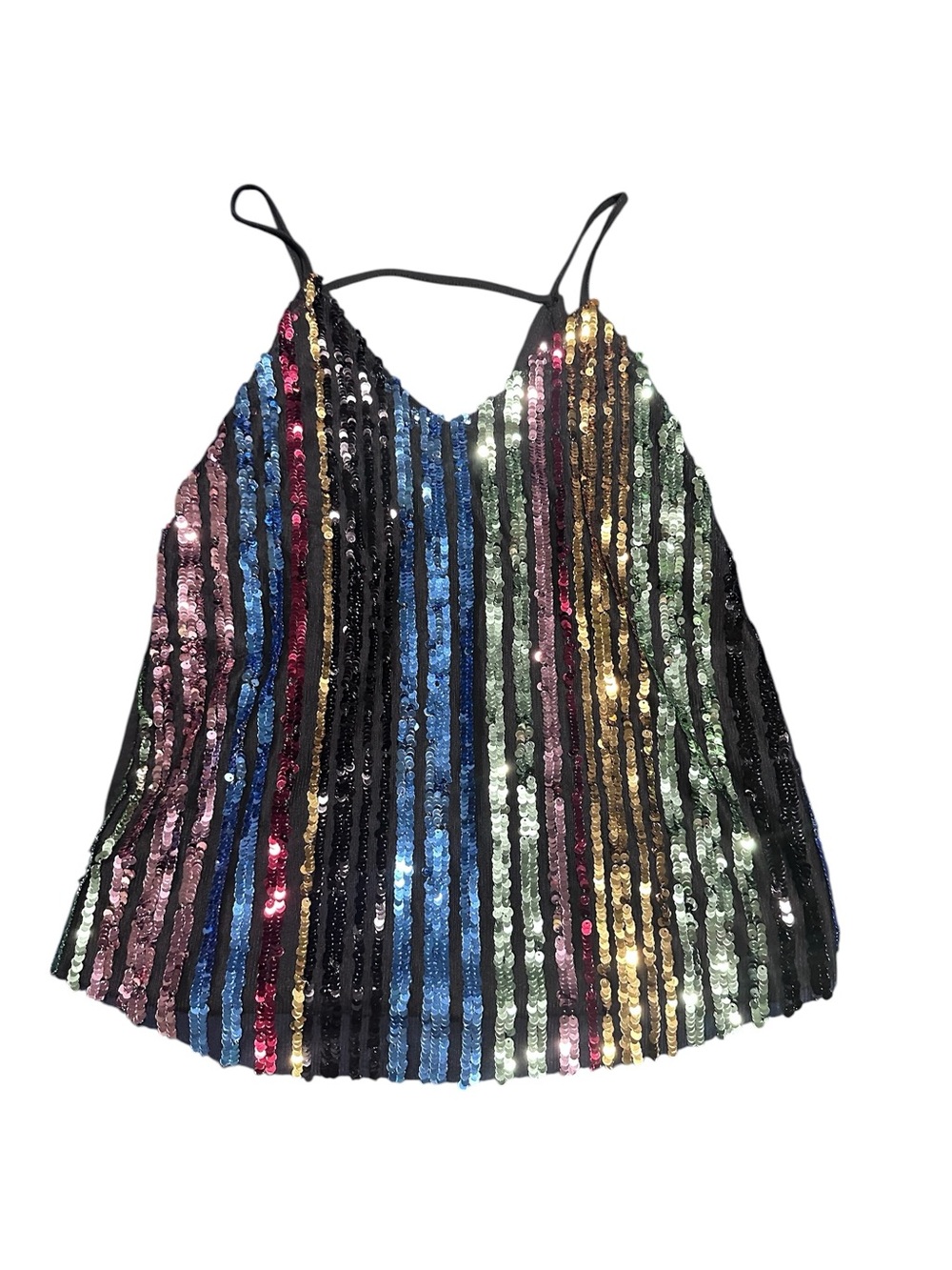 Rue21 Multicolor Sequin Strappy Cami Tank Top XS Party Festival Clubwear